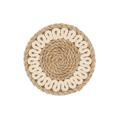 Saro Lifestyle Knotwork Rope Coaster (Set of 4), Beige, 4"x4"