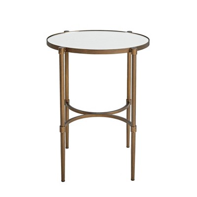 Lia Oval Accent Table Antique Bronze - Martha Stewart: Small Mirrored Drink Table, Country Farmhouse Style