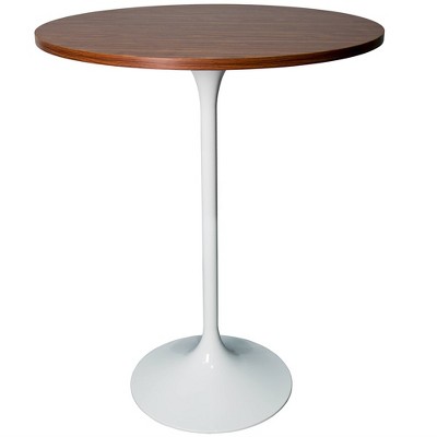 Leisuremod Verve 27" Round Bar Height Dining Table - MDF Wood Top with Modern White Pedestal Base Counter Height Table for Kitchen, Home, and Pub