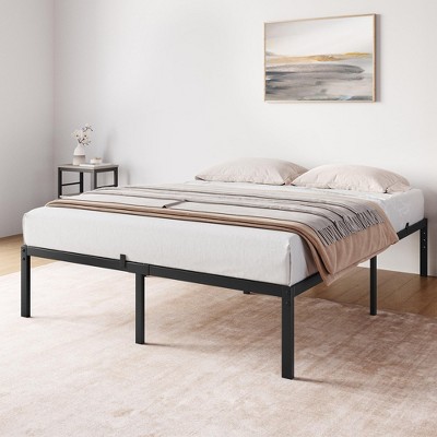 Full/Queen/King Bed Frame, 14-Inch Heavy Duty Metal Platform Bed with Non-Slip Mattress, Under-Bed Storage, Reserved Holes for DIY Headboard
