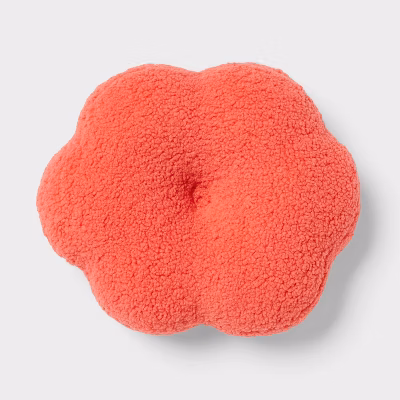 Flower Boucle Kids' Decorative Pillow Coral Red - Pillowfort™