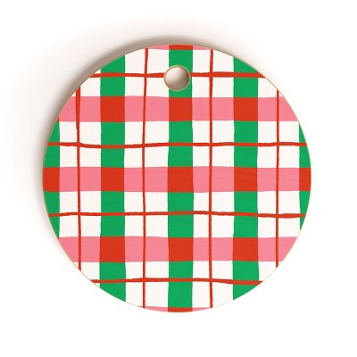 LouBruzzoni Retro Xmas checks Cutting Board - Round