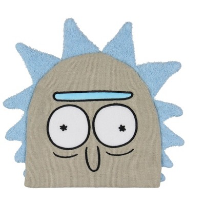 Rick and Morty Beanie Rick Felt Embroidery Face Design With Fuzzy 3D Hair Beanie