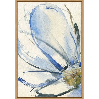 16" x 23" Cobalt Petals I by Jennifer Goldberger Framed Wall Canvas - Amanti Art: Modern Style, Lithograph, Sawtooth Back Mount