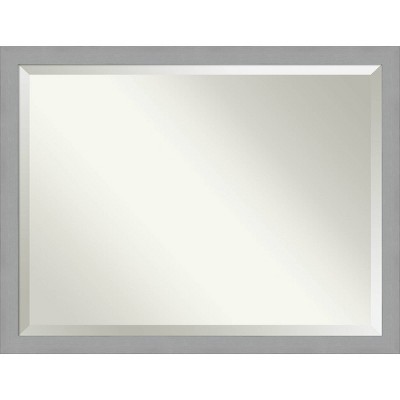 44" x 34" Brushed Nickel Framed Wall Mirror Silver - Amanti Art: Modern Rectangle, No Assembly Required