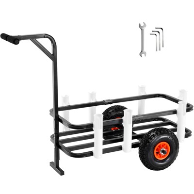 VEVOR Beach Fishing Cart, 200 lbs Load Capacity, Fish and Marine Cart with Two 11" Big Wheels Rubber Balloon Tires for Sand,  Pier Wagon Trolley
