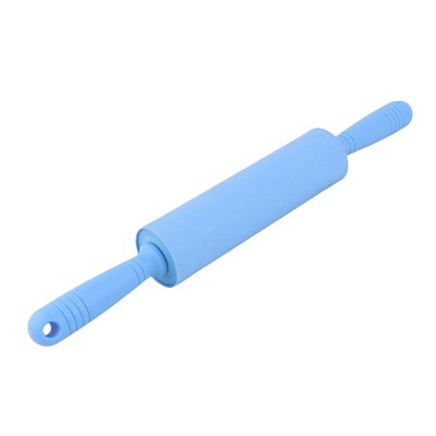 Unique Bargains Home Kitchen Nonstick Dough Handled Rolling Pin 7.9" Blue 1 Pc