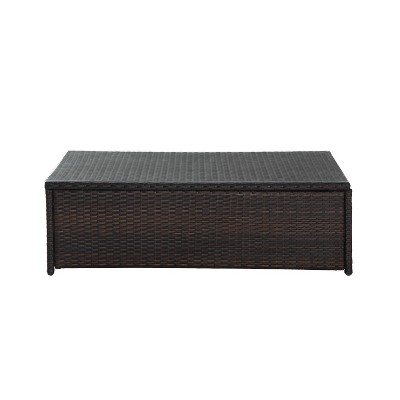 Palm Harbor Outdoor Wicker Coffee Table - Brown - Crosley: Steel Frame, Tempered Glass Top, UV & Weather-Resistant