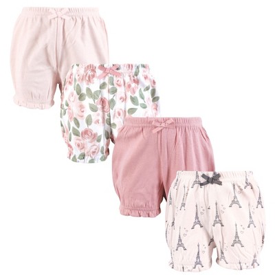 Hudson Baby Infant Girls Shorts Bottoms 4-Pack, Bonjour Paris
