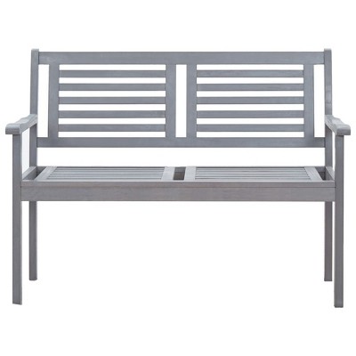 vidaXL Bench Grey Solid Eucalyptus Wood 2-seater Sturdy Garden Bench - 47.2" x 23.6" x 35"