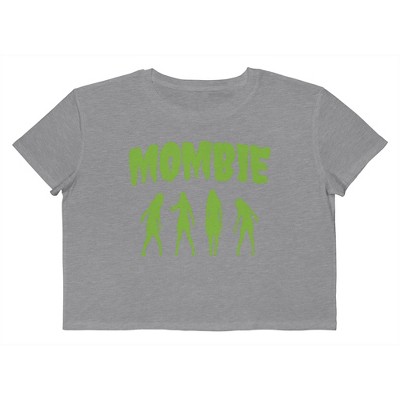 Rerun Island Women Mombie Mom Green Goopy Short Sleeve Graphic Cotton Cropped Loose T-shirt