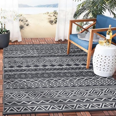 Outdoor Modern Stripe Foldable Picnic Mat With Storage Bags Abstract Plastic Straw Rug Erasable Carpet for Camping Garden Backyard