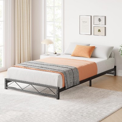 Metal Platform Bed Frame with Wavy Pattern, Mattress Foundation, Steel Slats Support, Easy Assembly, No Box Spring Needed