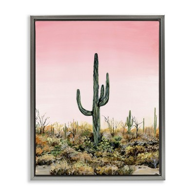 Stupell Industries Saguaro Glow Cactus Floating Frame Canvas Art