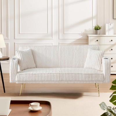 RISOKEYS 79 Inch Corduroy Sofa Bed - Foldable Double Sofa Bed with Folding Armrests for Living Rooms and Small Spaces - Soft Velvet Fabric