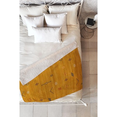 Becky Bailey Cactus Silk In Gold Fleece Blanket - Deny Designs