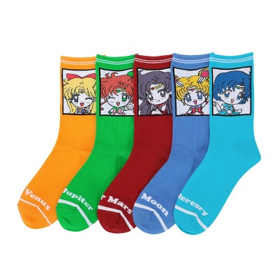 Sailor Moon Characters Women's 5-Pair Casual Crew Socks