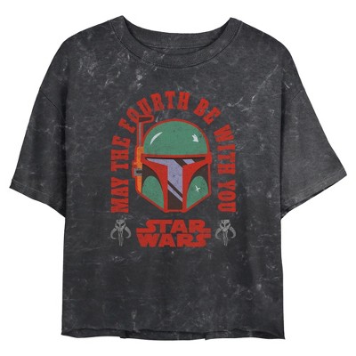 Juniors Star Wars May The Fourth Boba Helmet T Shirt