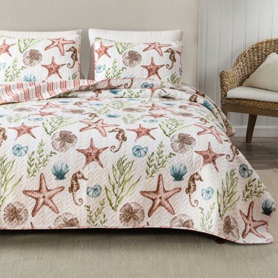 Coastal Beach Reversible Quilt Set With Shams - Great Bay Home