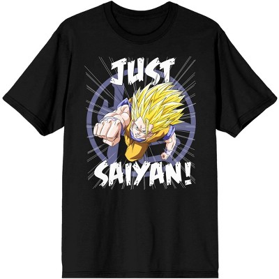 Dbz Just Saiyan Super Vintage Men's Black Crew Neck Tee - XXL