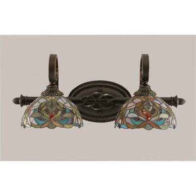 Toltec Lighting Elegante 2 - Light Vanity in  Dark Granite with 7'' Kaleidoscope Art Glass Shade