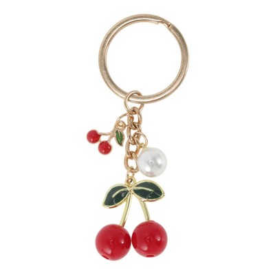 Unique Bargains Enamel Cherry Handbag Charms Keychains 1 Pc