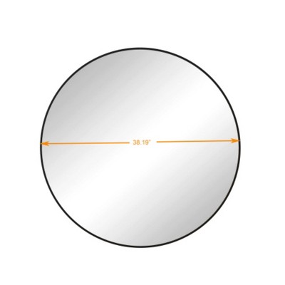 39" Black Circular Wall Mirror: Metal Frame, Round Vanity, Dressing - Stylish for Bath, Living, Bed
