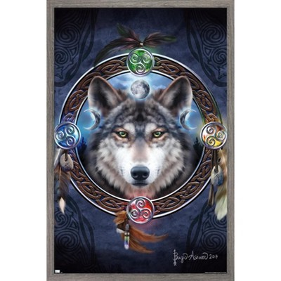 Trends International Brigid Ashwood - Celtic Wolf Guide Framed Wall Poster Prints