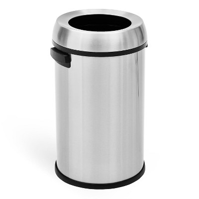 homfan 65L/17Gal Open Top Trash Can, Heavy Duty Stainless Steel Rubbish Bin