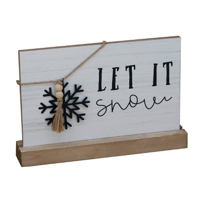 Transpac 7.88 in Multicolor Christmas Tabletop Decor with Snow Detail MDF Base Decorative Object