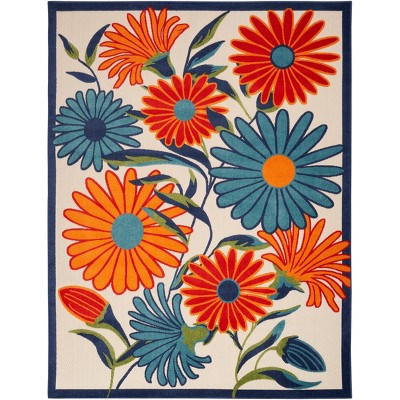 Nourison Aloha Daisy Flower Flatweave Outdoor Rug