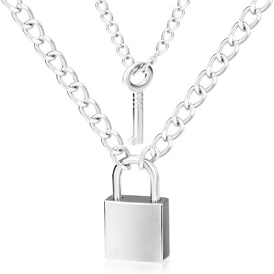 2Pcs Couple Necklace Set - Pinky Promise Pendant, Pull Hook Hands Design for Anniversary/Gift (Includes Velvet Pouch)