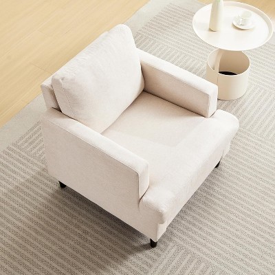 Jojoka Modern Linen Sofa, Comfortable Mid-Century Accent Armchair with Thick Cushions, Deep Seat for Reading & Relaxing