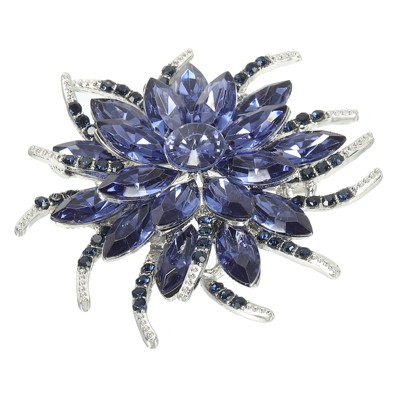 Unique Bargains Wedding Party Vintage Rhinestone Crystal Flower Lapel Brooch Pin 1 Pc