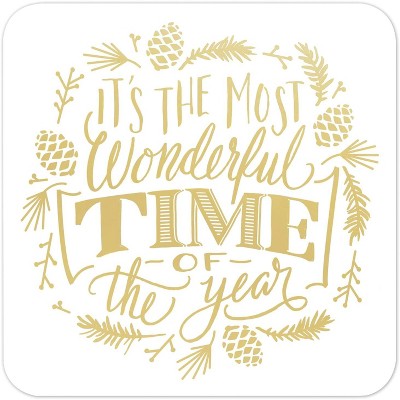 Masterpiece Studios 8-Count Gold Foil Party Coasters, Most Wonderful Time
