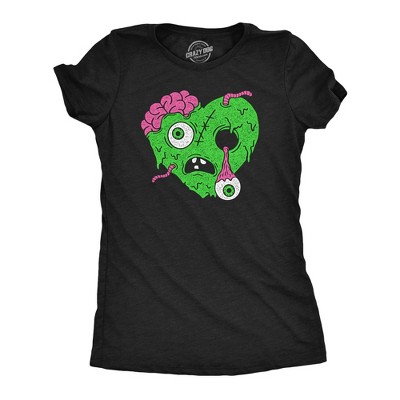 Womens Funny T Shirts Zombie Heart Sarcastic Halloween Graphic Novelty Tee for Ladies - Crazy Dog Women's T Shirt For Halloween Season