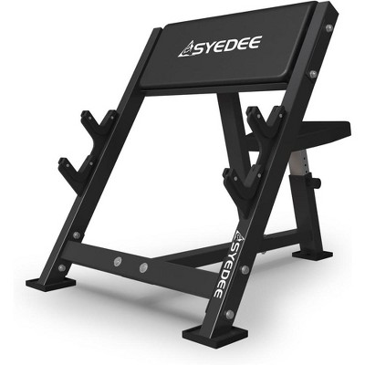 ER KANG Preacher Curl Bench, Seated Arm Isolated Barbell Dumbbell Bicep Station, Bicep Curl Machine with 2 Bar Holders for Home Gym