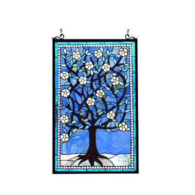 Chloe Lighting Woodley Tiffany-Glass "tree Of Life" Window Panel 20x32