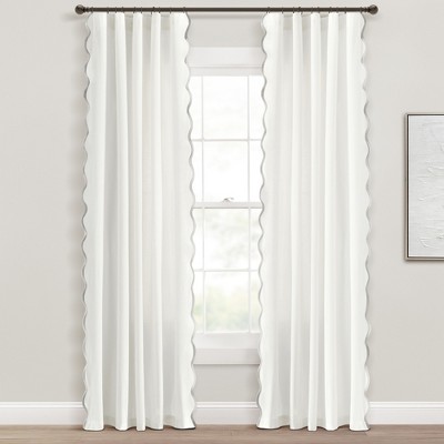 Lush Décor Coastal Chic Scallop Edge Window Curtain Panels Gray/White 52X84 Set