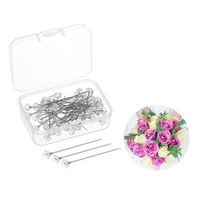Unique Bargains Stainless Steel Clear Diamond Wedding Corsage Boutonnieres Pins