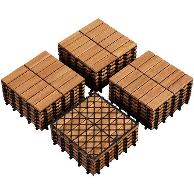 Yaheetech Pack of 27 Interlocking Wood Flooring Tiles