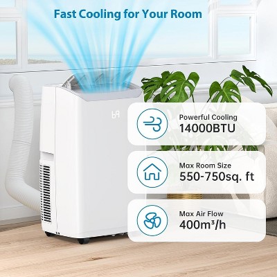 Acekool 14,000 BTU Portable AC - 3-in-1 Cooling for Rooms Up to 750 Sq.Ft, Ultra Quiet 45dB