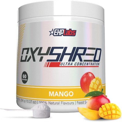 EHPlabs OxyShred Thermogenic Pre Workout Powder & Fat Burner - Clinically Proven Preworkout Powder with Acetyl L Carnitine - Mango, 60 Servings