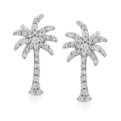 Ross-Simons 0.20 ct. t.w. Diamond Palm Tree Earrings in Sterling Silver