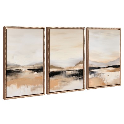 Kate and Laurel Sylvie Peaceful Landscape I, II and III Framed Canvas Art Set by Amy Lighthall
