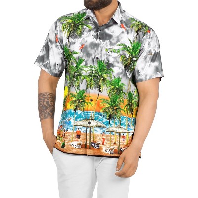 LA LEELA Men's Hawaiian Short Sleeve Button Down Shirt Mens Party Shirts Casual Vacation Summer Tropical Island Shirts for Men Funny