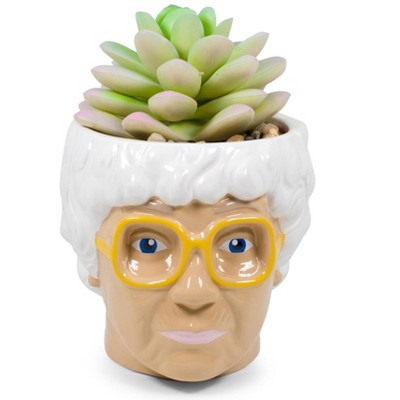Silver Buffalo The Golden Girls Sophia Face Mini Ceramic Planter With Faux Succulent | 3 Inches
