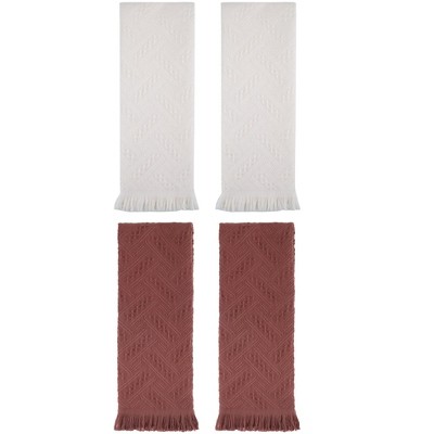 REGALWOVEN 4 Pcs Cotton Soft Absorbent Jacquard Pattern Boho Decorative Hand Towel 13" x 29"