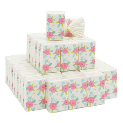 Juvale 60-Pack Facial Tissue Souvenirs for Guests - Welcome Bag Party Favors and Pocket-Size Travel Packs - Floral Designs