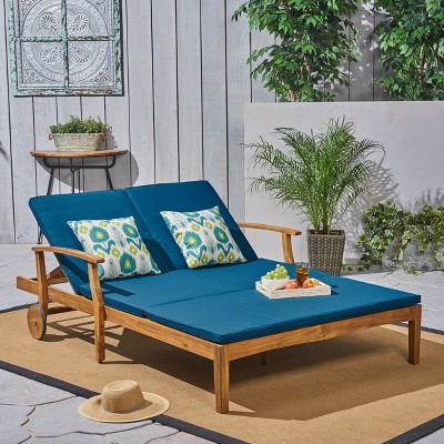 PAGED Patio Chaise Lounge Wooden Adjustable Recliner with Armrests Modern Lounge Chair for Garden, Poolside